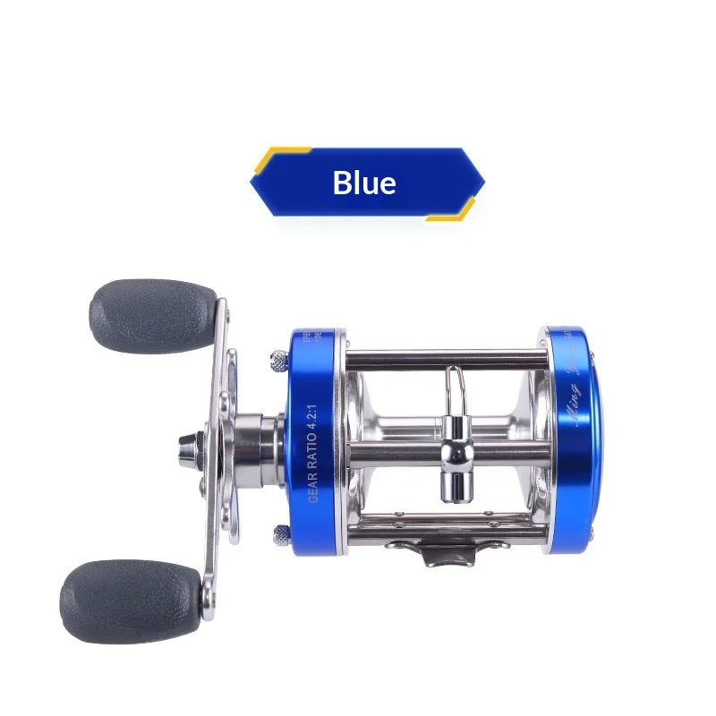 Metal drum boat reel, blue