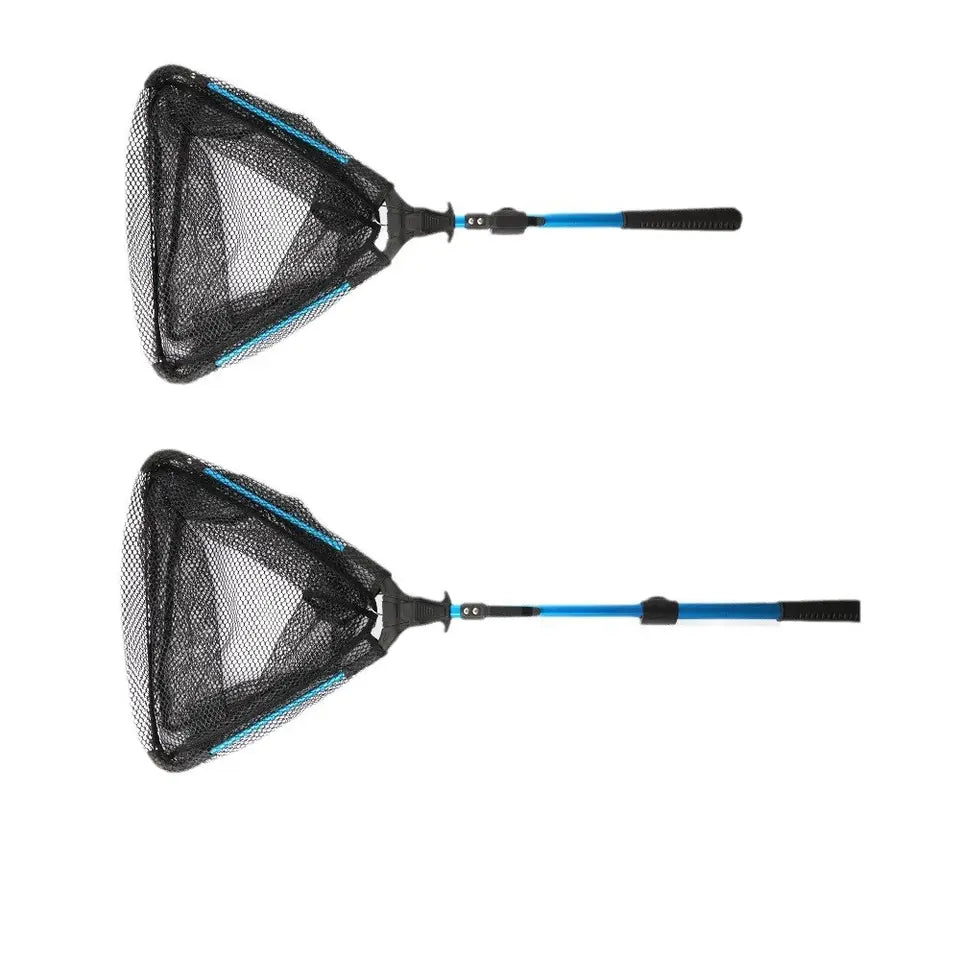 Folding landing net, open and folded