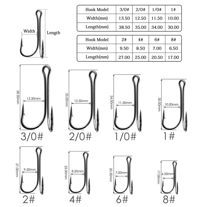 Double Frog Hooks | High Carbon Steel, 10-Pack