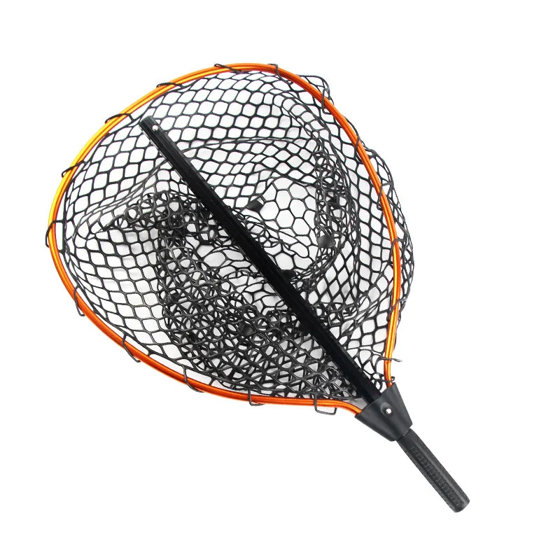 Deep rubber landing net, angled view