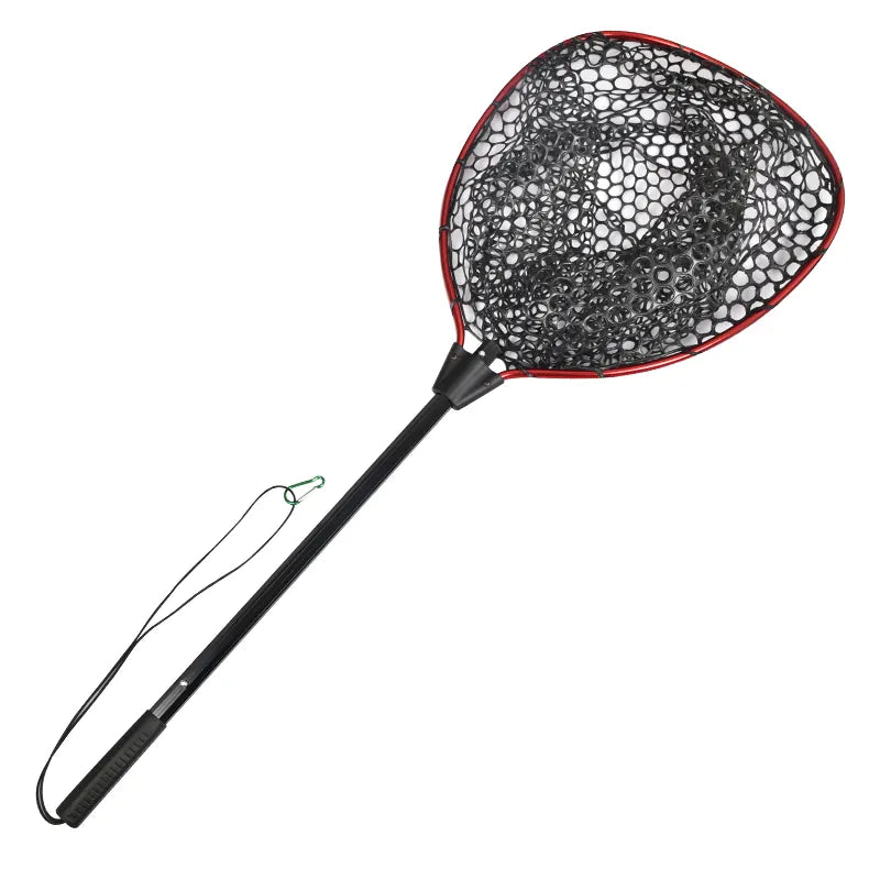 Deep rubber landing net, full view