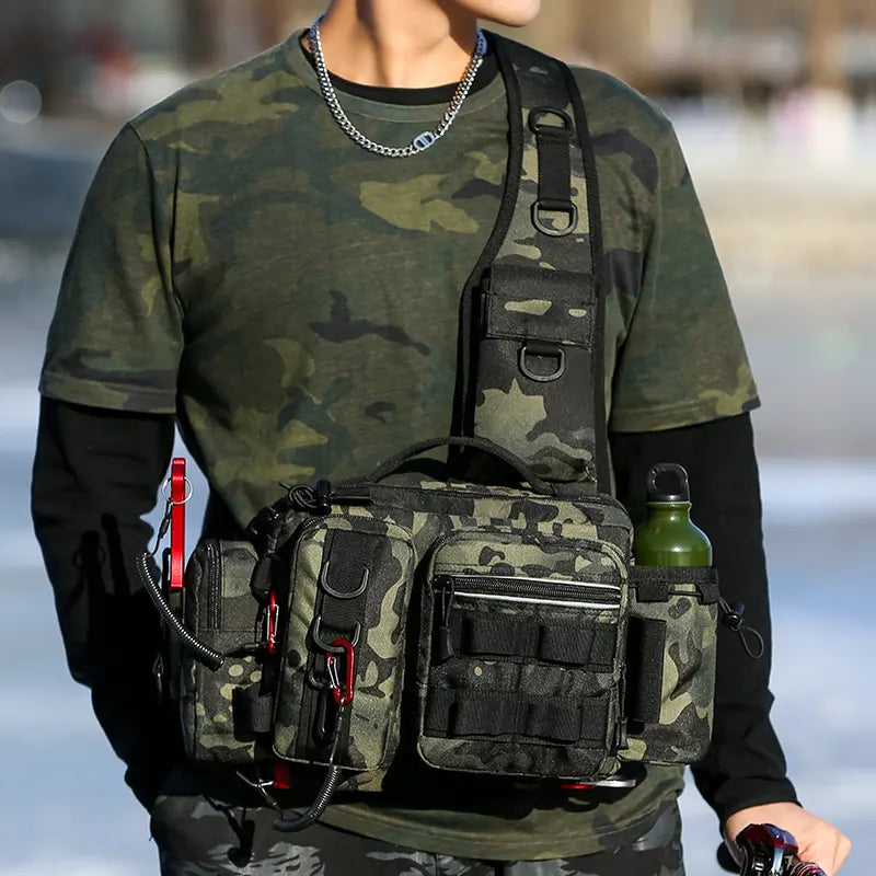Sling bag worn on the bank