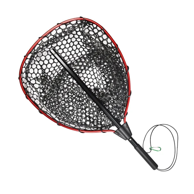 Deep rubber landing net, orange frame