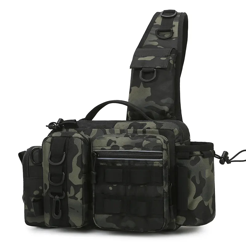 Fishing sling bag, camo green