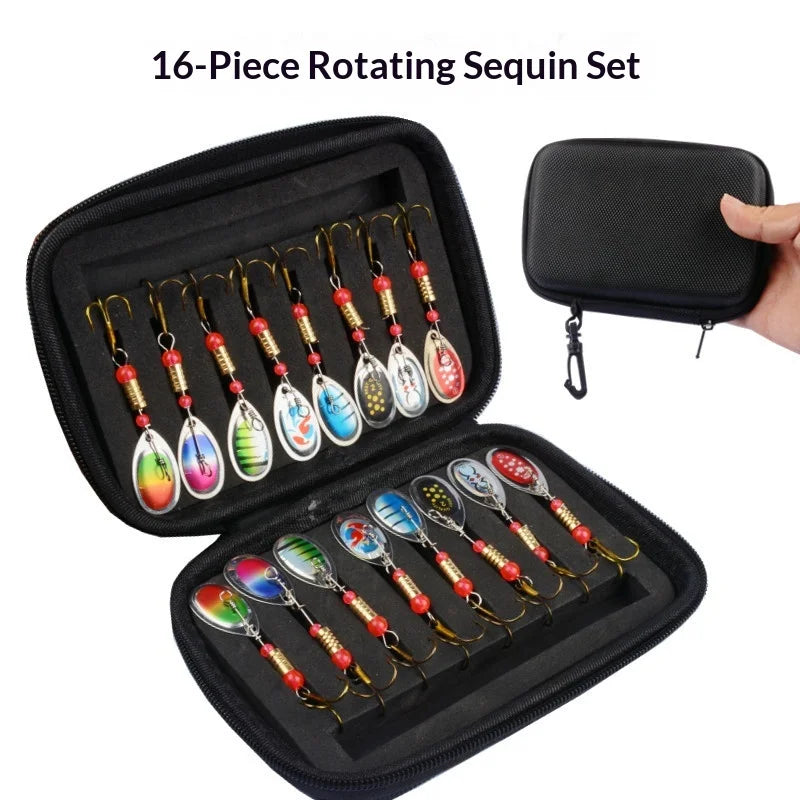Spinner lure set in carry case