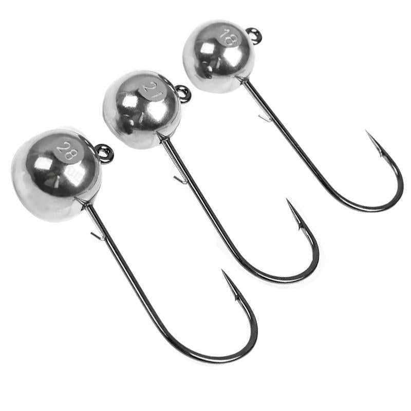 Tungsten ball jig heads with hooks - size range