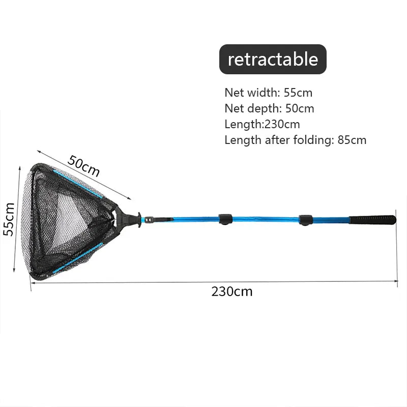 Folding landing net, large size dimensions